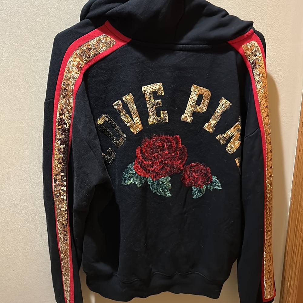 Pink  Victoria Secret Roses Bling Hoodie - Picture 2 of 5